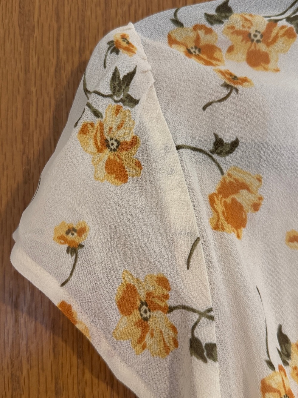 Floral Wrap Midi Dress in Cream and Yellow - Picture 7 of 7